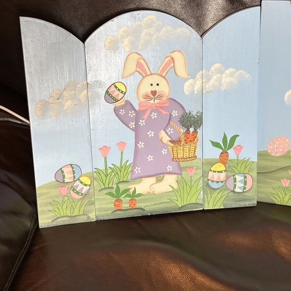 Wooden Easter Foldable Decor  Easter Bunny‎ Garden Carrots